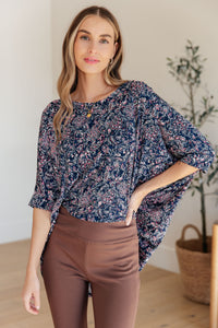 Essential Blouse in Navy Paisley Womens Ave Shops 