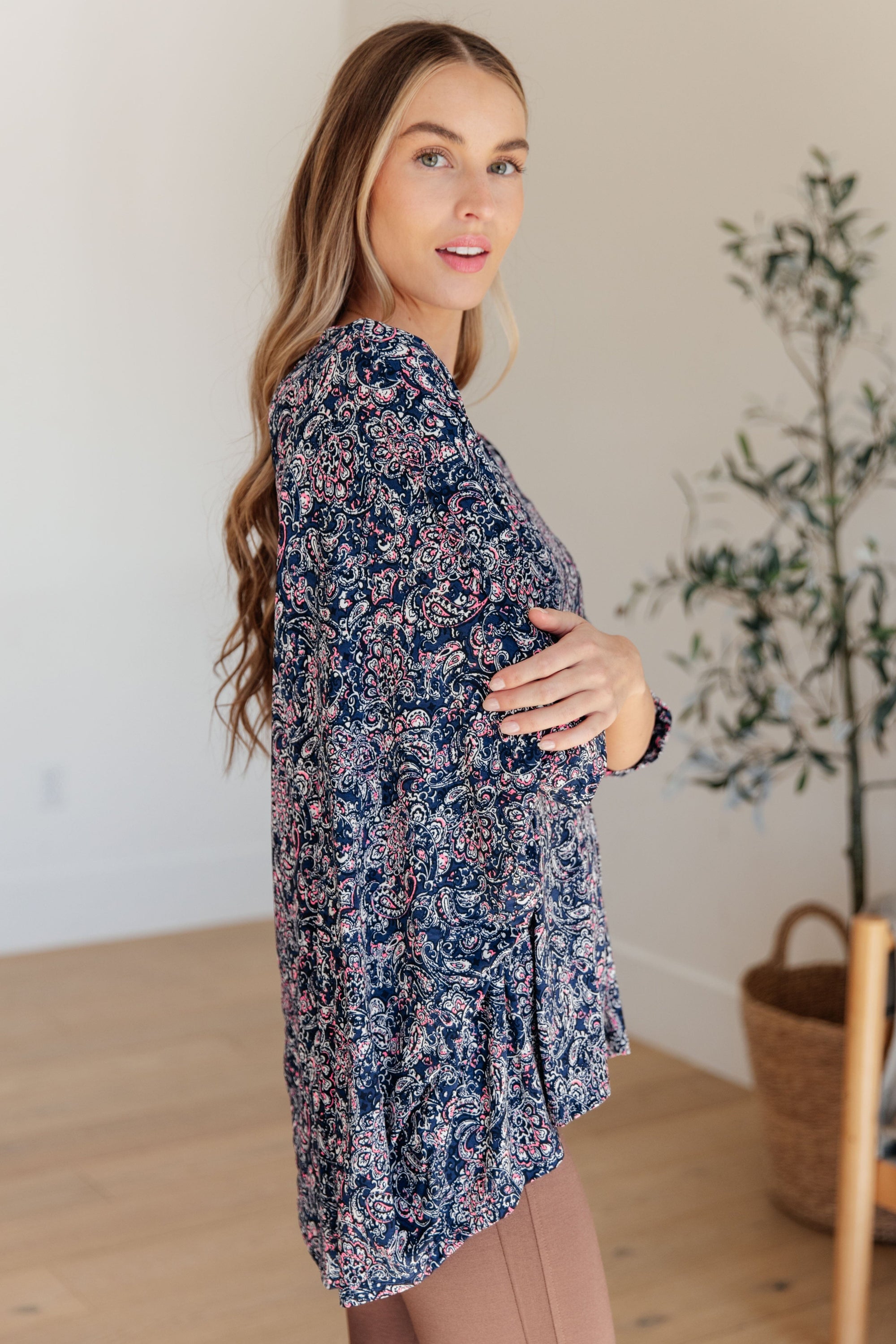 Essential Blouse in Navy Paisley Womens Ave Shops 