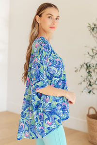 Essential Blouse in Painted Blue Mix Womens Ave Shops 