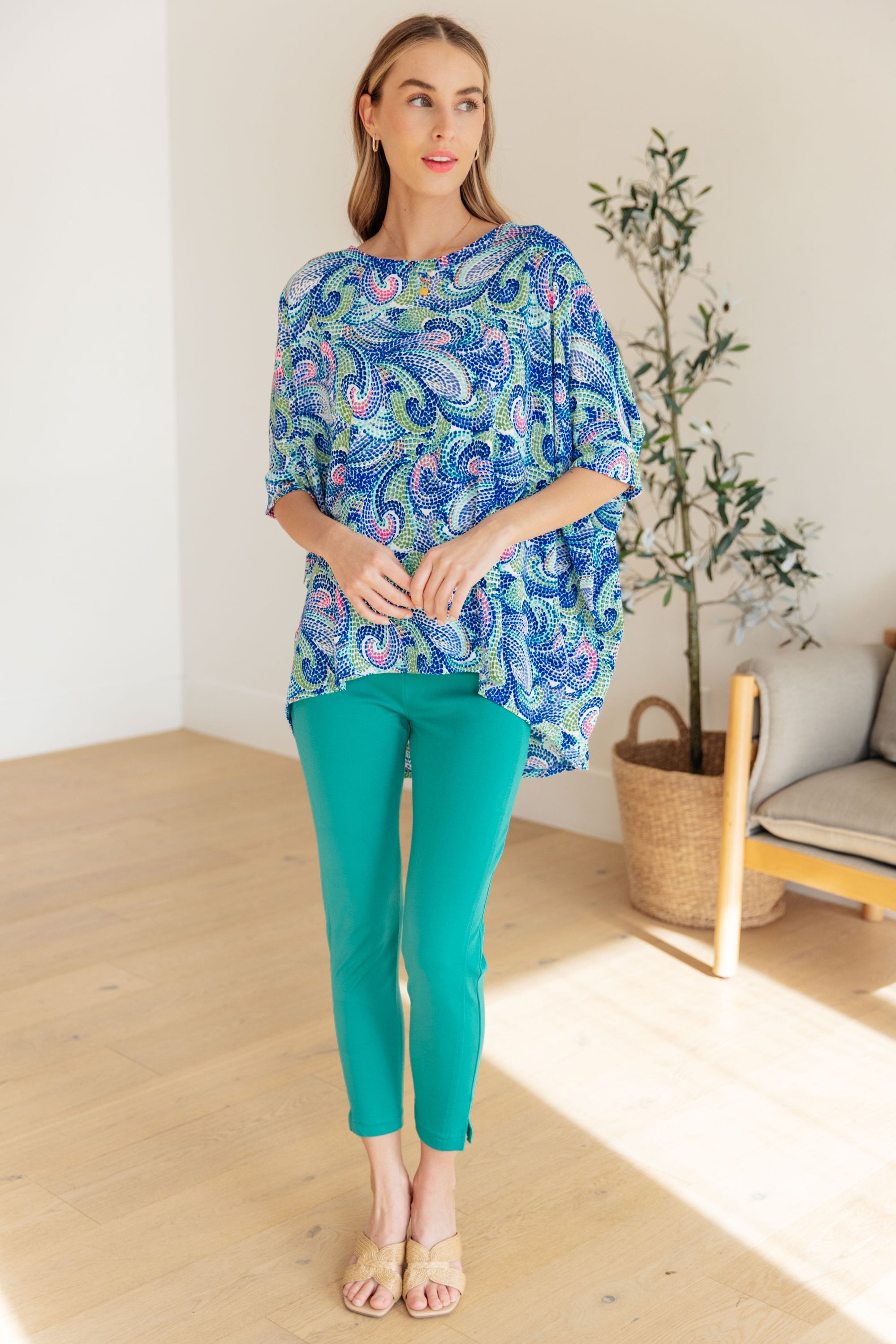 Essential Blouse in Painted Blue Mix Womens Ave Shops 