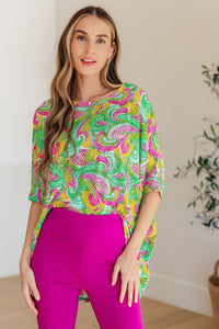 Essential Blouse in Painted Green and Pink Womens Ave Shops 