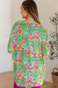Essential Blouse in Painted Green and Pink Womens Ave Shops 