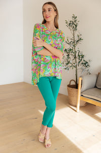 Essential Blouse in Painted Green and Pink Womens Ave Shops 