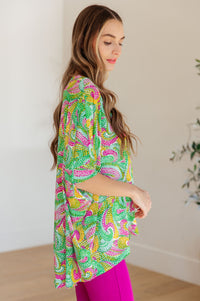 Essential Blouse in Painted Green and Pink Womens Ave Shops 