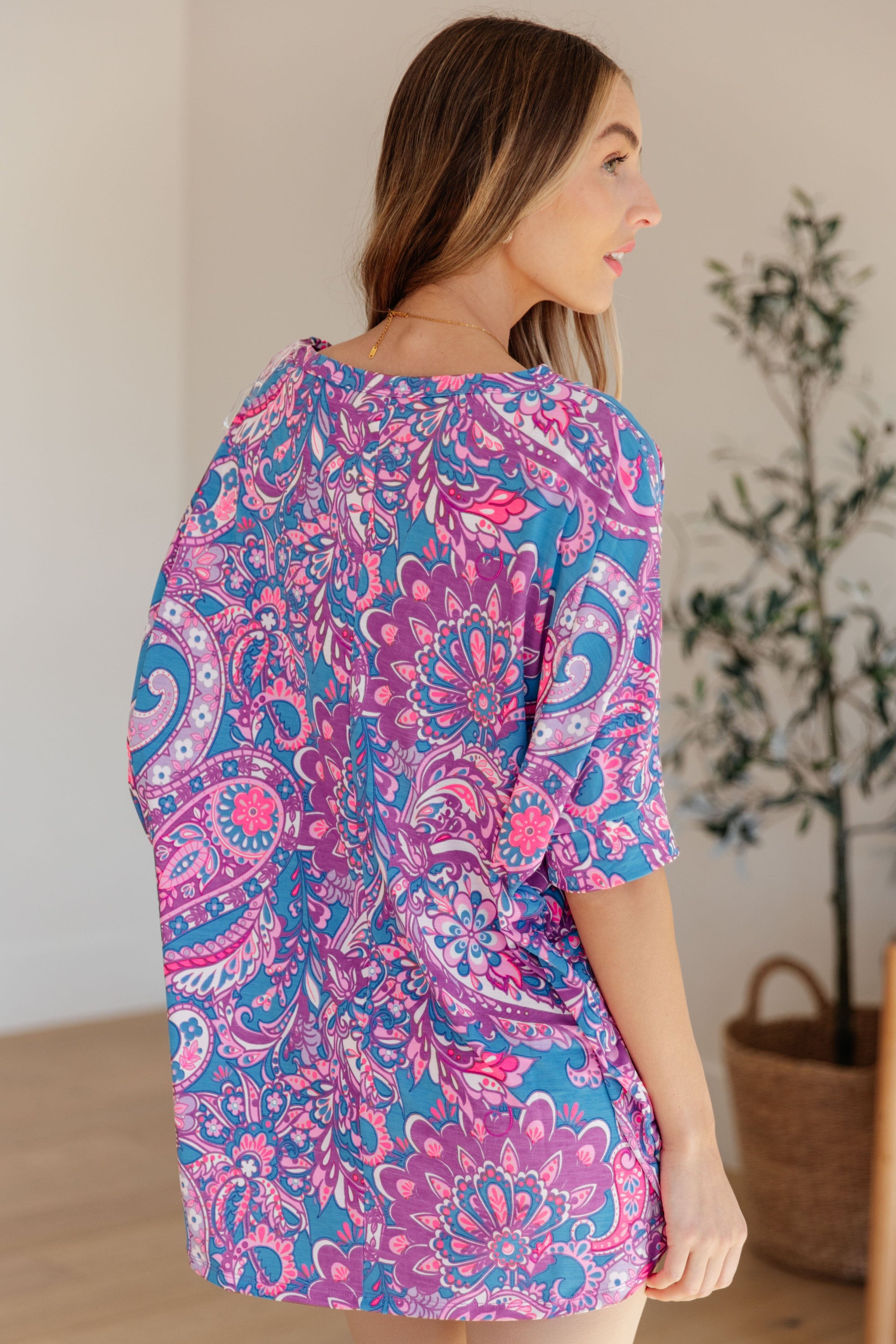 Essential Blouse in Purple Paisley Womens Ave Shops 