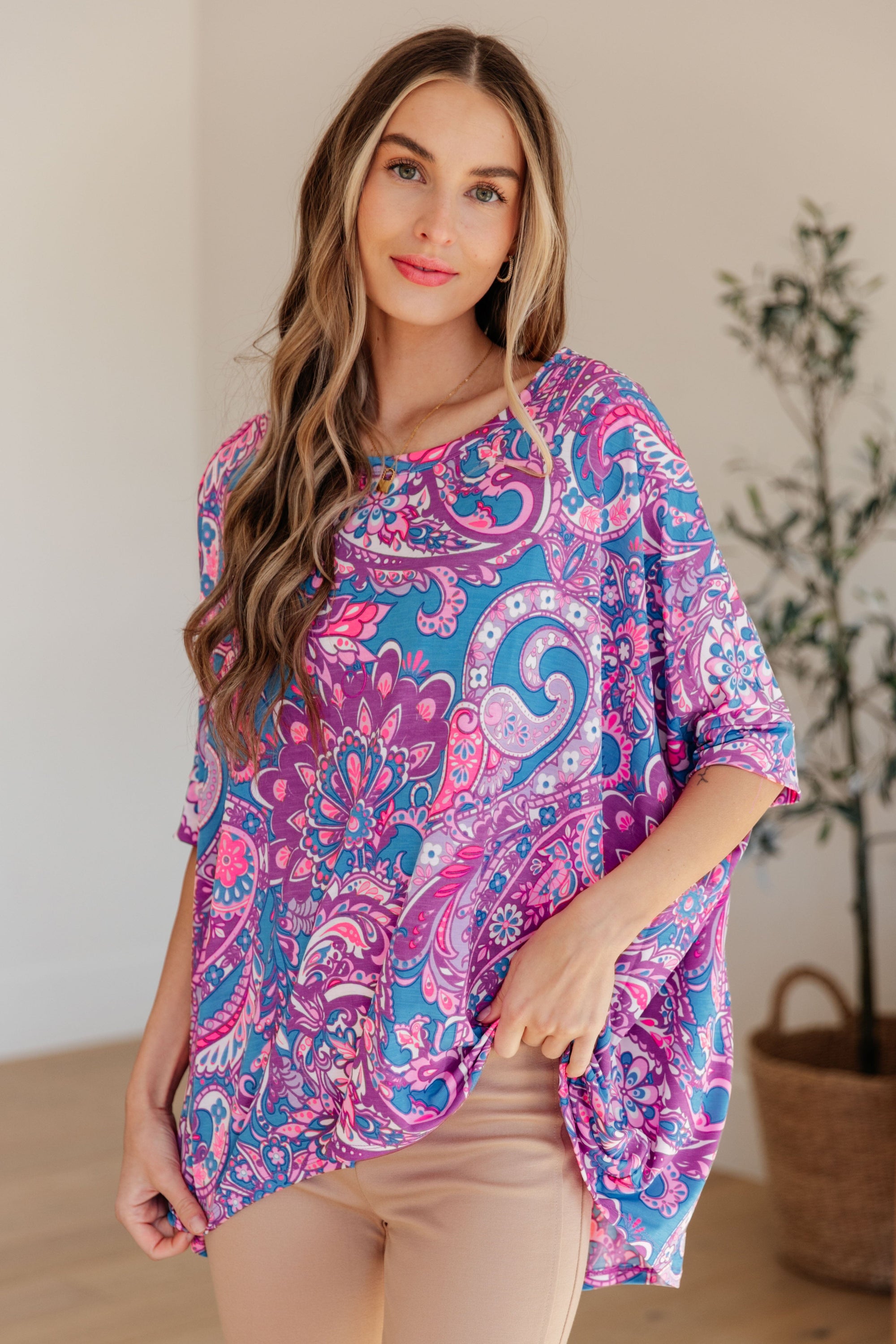 Essential Blouse in Purple Paisley Womens Ave Shops 