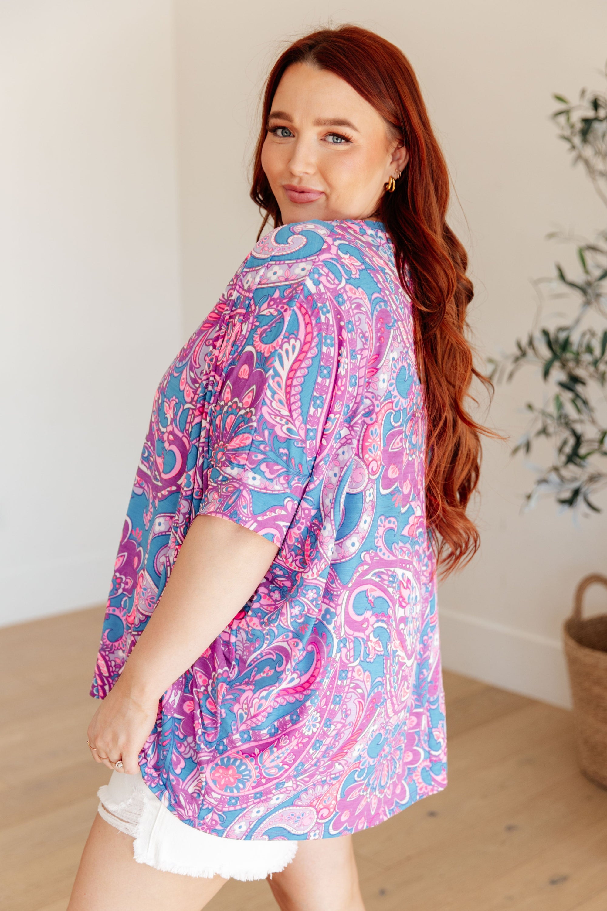 Essential Blouse in Purple Paisley Womens Ave Shops 