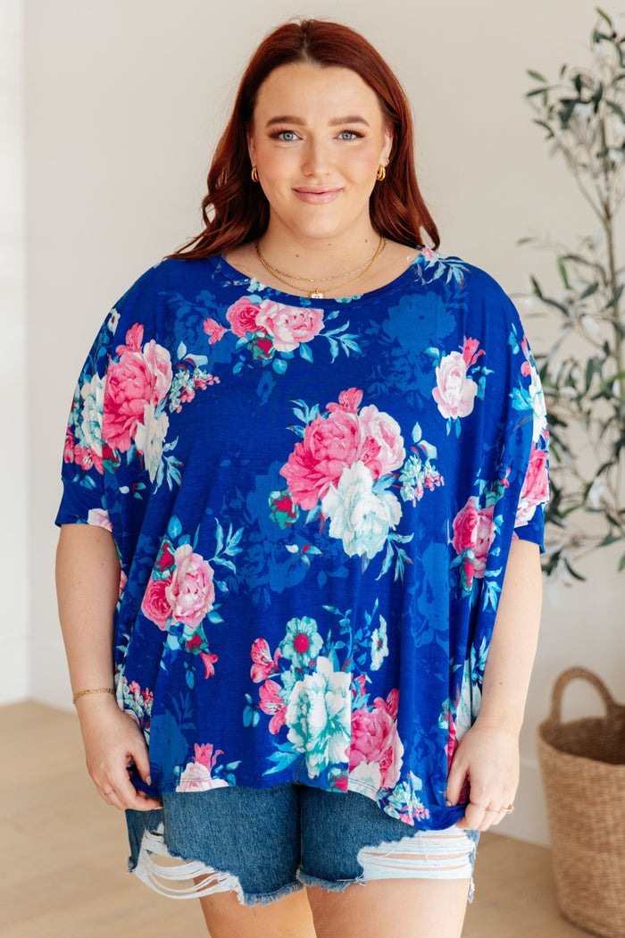 Essential Blouse in Royal and Pink Floral Womens Ave Shops 