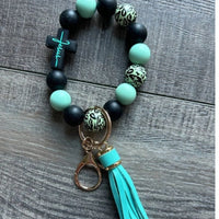 Faith in Jesus Cross Silicone Bead Wristlet Keychain keychain Jillian Ink 