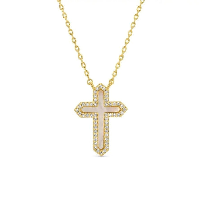 Feel the Faith, Shell Pave Cross Necklace Necklace Splendid Iris 