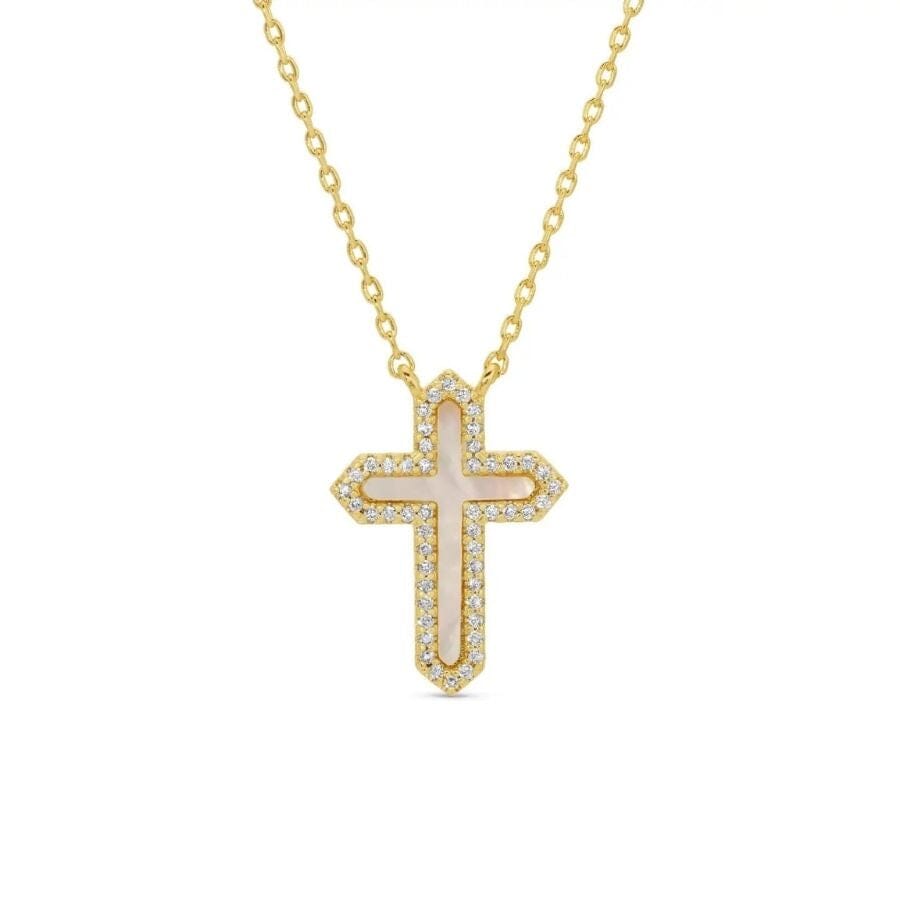 Feel the Faith, Shell Pave Cross Necklace Necklace Splendid Iris 