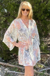 Floral Printed String Waist Kimono Kimonos Kori America 