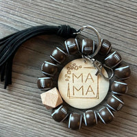 Football Mama Sports Keychain with Wooden Beads keychain Jillian Ink 