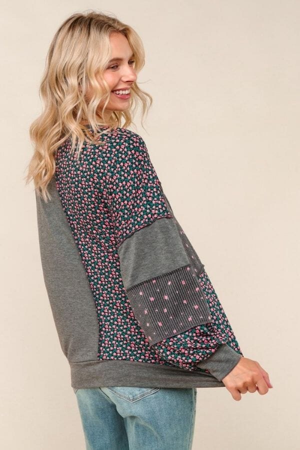 French Terry Ditsy Floral Print Pullover Top Tops Haptics 