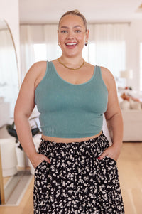 Fundamentals Ribbed Seamless Reversible Tank in Vintage Blue Womens Ave Shops 