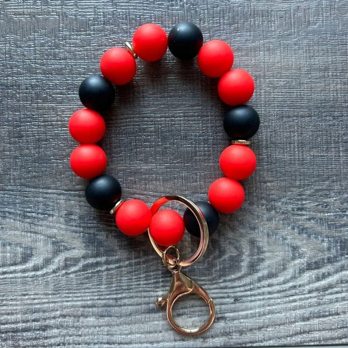 Game Day Wristlet Keychain in Red and Black keychain Jillian Ink 