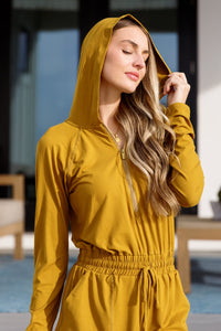 Getting Out Long Sleeve Hoodie Romper Gold Spice Athleisure Ave Shops 