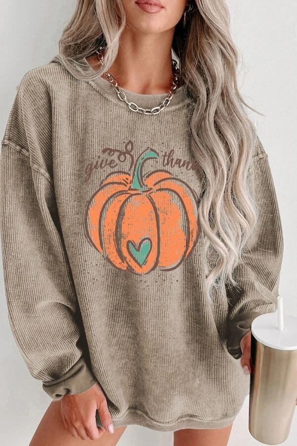 Give Thanks Corded Crew Sweatshirt Shirts & Tops Thomas & Co 