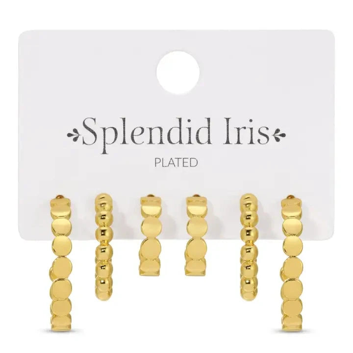 Gold Combo 3, Assorted Dot Hoops Earrings Splendid Iris 