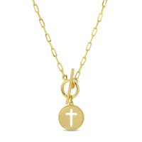 Gold Cross Paperclip Toggle Necklace Necklace Splendid Iris 