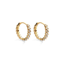 Gold Detailed Pave Huggies Earrings Splendid Iris 