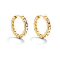 Gold Large Cz Twist Huggies Earrings Splendid Iris 