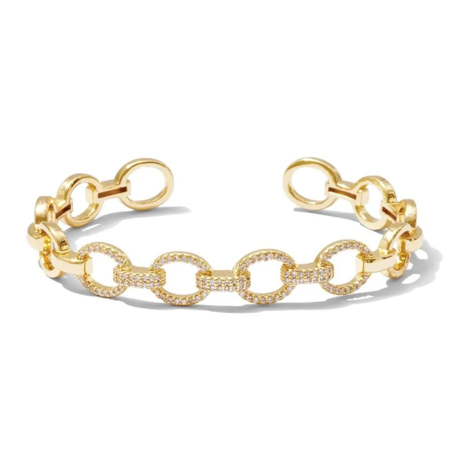 Gold Link Chain Cuff with Pave Accents Bracelets Splendid Iris 