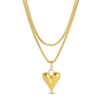 Gold Long or Doubled Up Elongated Bubble Heart Necklace Necklace Splendid Iris 