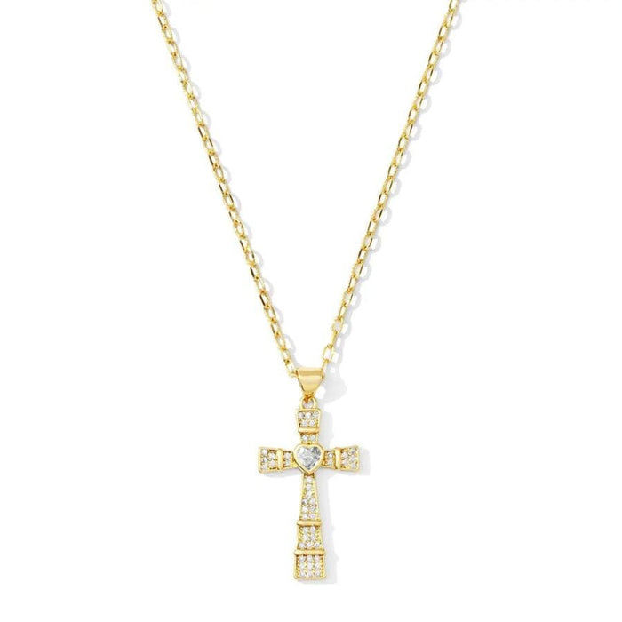 Gold Lovely Cross Pendant Necklace Necklace Splendid Iris 