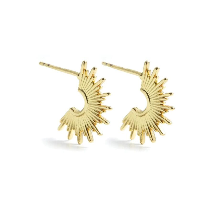 Gold Small Sunburst Hoops Earrings Splendid Iris 