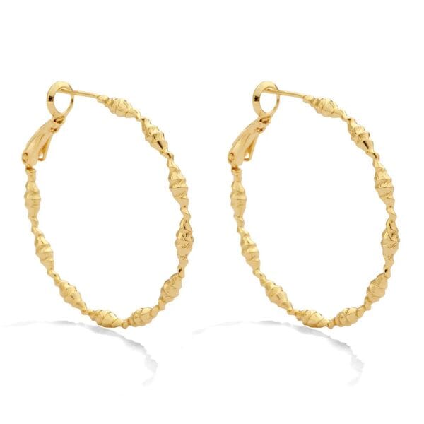 Gold Textured Lever Back Hoop Earrings Earrings Splendid Iris 