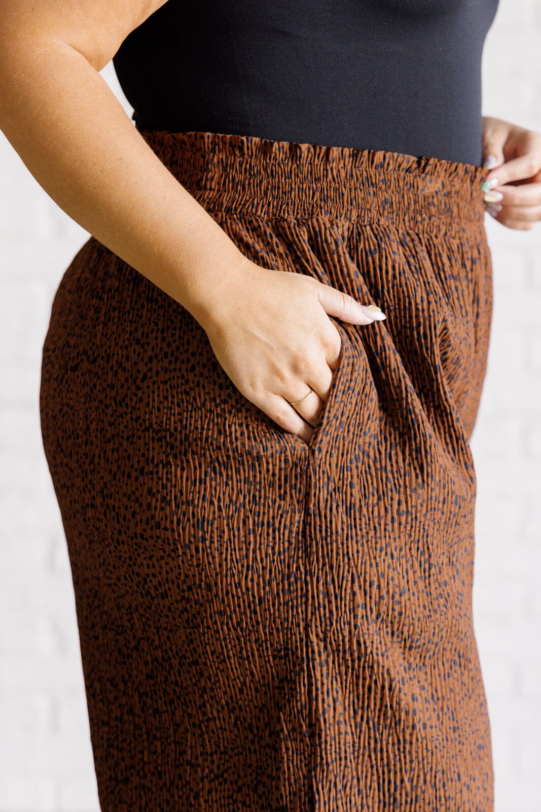 Harmony High Rise Wide Leg Pants in Brown Bottoms Ave Shops 