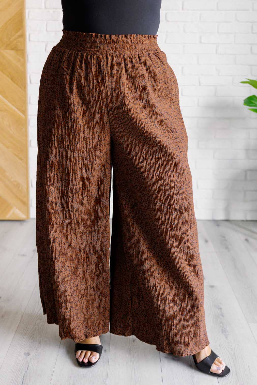 Harmony High Rise Wide Leg Pants in Brown Bottoms Ave Shops 