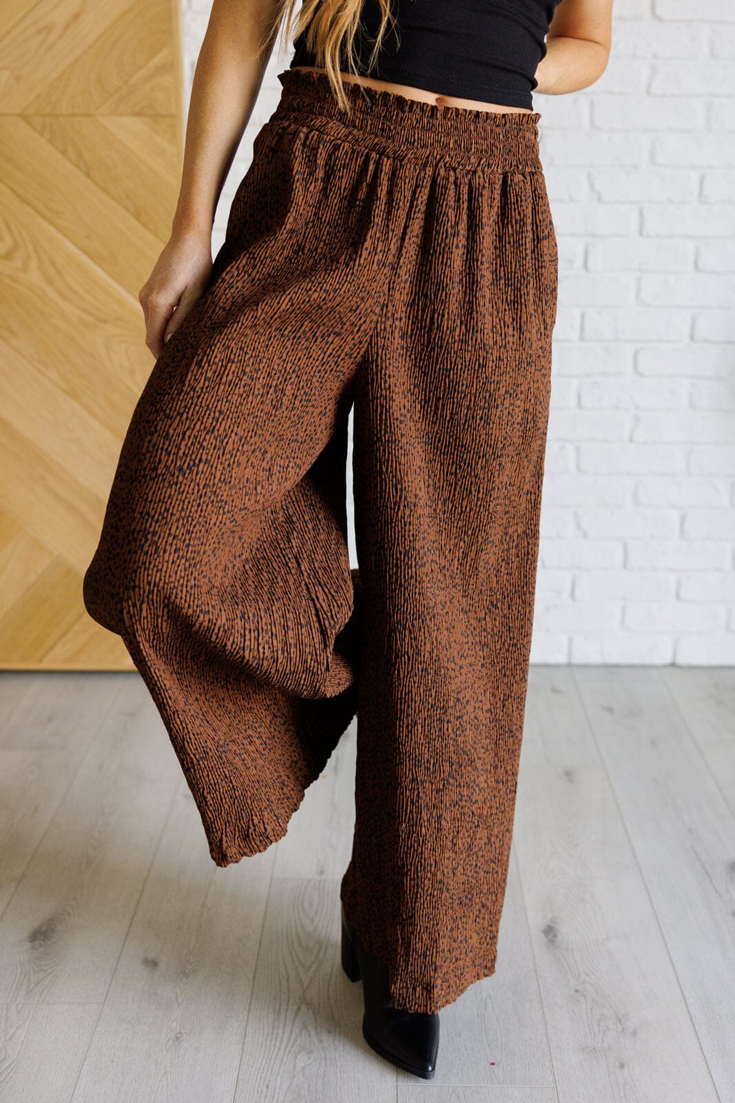 Harmony High Rise Wide Leg Pants in Brown Bottoms Ave Shops 