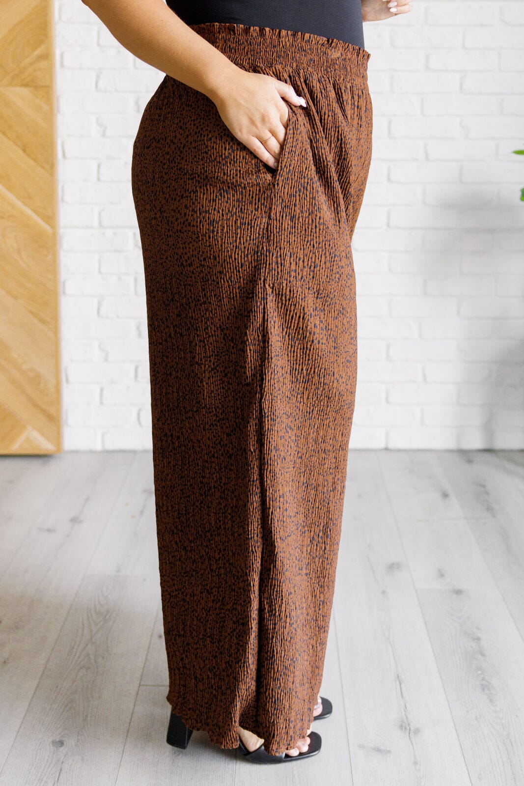 Harmony High Rise Wide Leg Pants in Brown Bottoms Ave Shops 