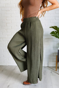 Harmony High Rise Wide Pants in Olive Bottoms Ave Shops 