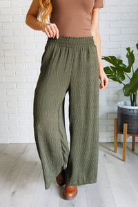 Harmony High Rise Wide Pants in Olive Bottoms Ave Shops 