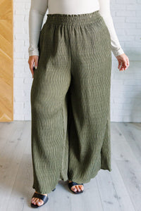 Harmony High Rise Wide Pants in Olive Bottoms Ave Shops 