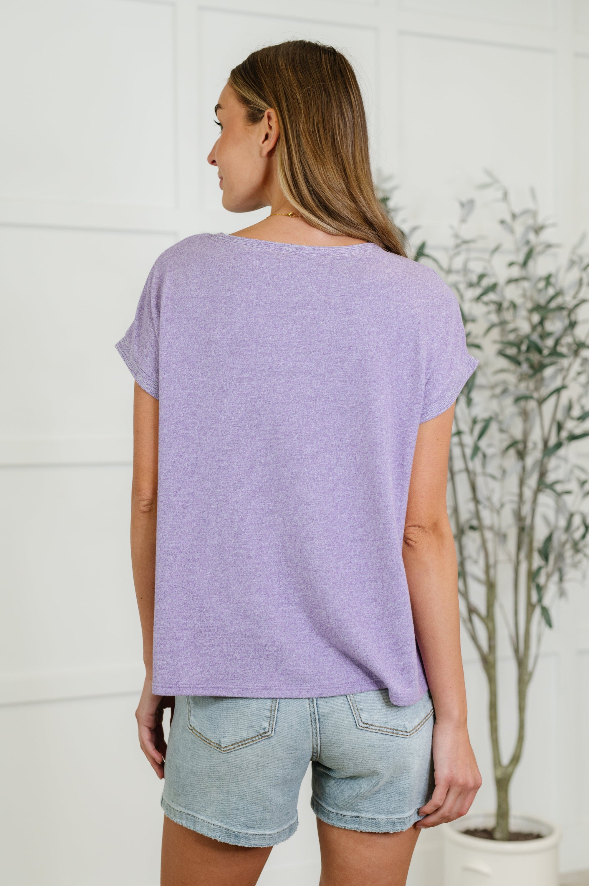 Heathered Harmony Basic Tee in Lavender Womens Ave Shops 