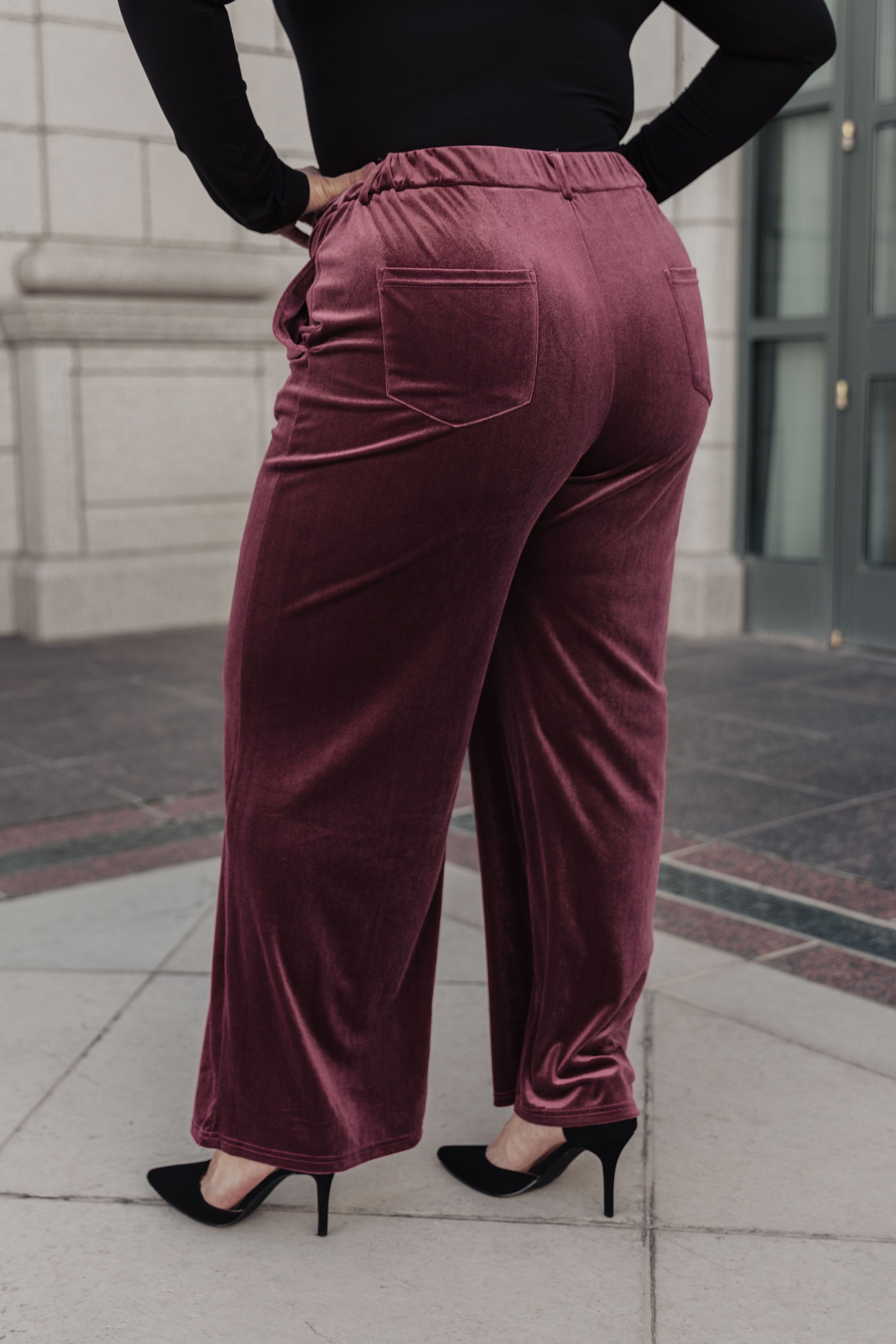 Women's Girl's Burgundy Velvet Wide Leg Pants. New! Ship Free! | eBay
