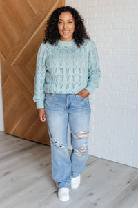 Hole In One Sheer Pointelle Knit Sweater Tops Ave Shops 