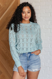 Hole In One Sheer Pointelle Knit Sweater Tops Ave Shops 