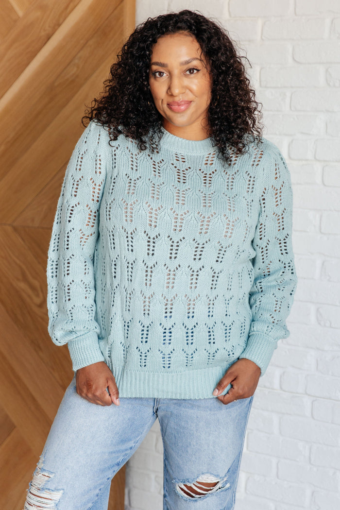 Hole In One Sheer Pointelle Knit Sweater Tops Ave Shops 