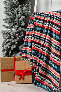 Holiday Fleece Blanket in Sweater Knit Womens Ave Shops 