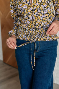 Honey Honey Floral Smocked Blouse in Black Blouses Ave Shops 