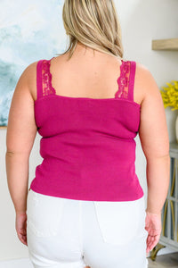 I Can Love You Better Lace Trim Tank in Berry Tops Ave Shops 