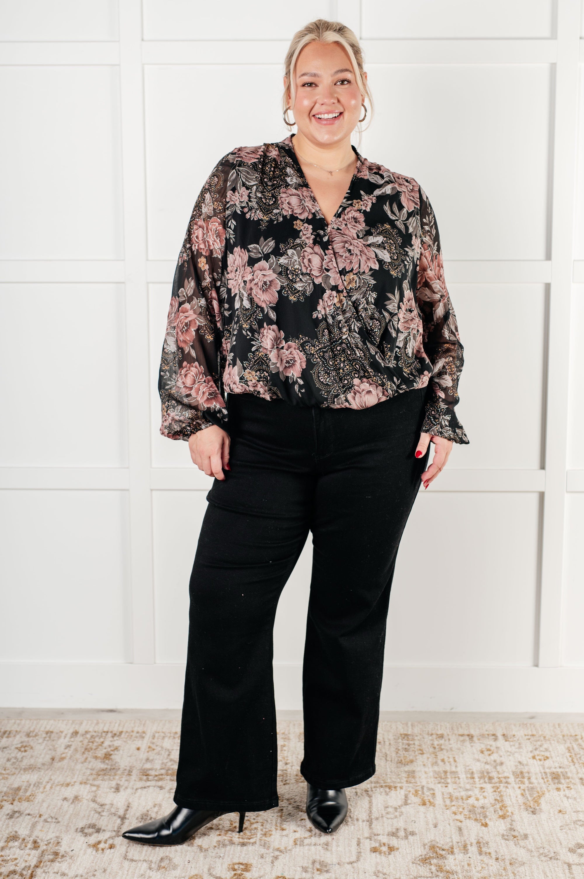 I Wish We Had it All Surplice Floral Blouse Blouses Ave Shops 