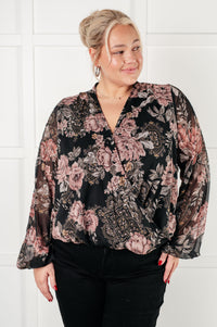 I Wish We Had it All Surplice Floral Blouse Blouses Ave Shops 