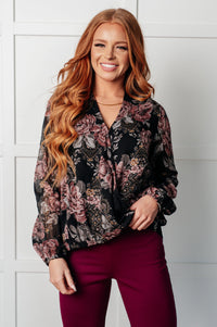 I Wish We Had it All Surplice Floral Blouse Blouses Ave Shops 