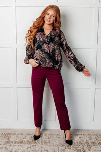 I Wish We Had it All Surplice Floral Blouse Blouses Ave Shops 